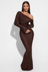 Darcy Knit Maxi Dress in Brown
