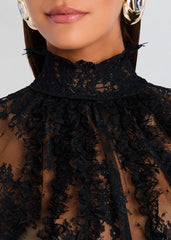 Ysolde Lace Mini Dress in Black