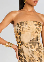 Nicole Silk Chiffon Dress in Vintage Cheetah