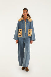 Blue Denim Richelieu Wide-Leg Pants