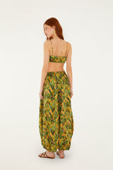 Green Forest Parrots Pockets Balloon Pants