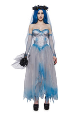 Cartoon Dead Bride Costume and Wig set