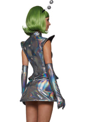 Retro Alien Girl Dress Costume - Silver