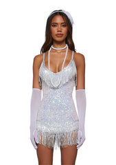 Flapper Silver Fringe Costume