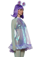 Retro Alien Girl Bodysuit Costume - Light Blue
