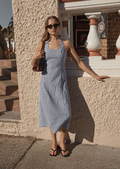AFENDS Womens Maya - Midi Dress - Indy Navy Check