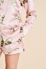 Alba Elda Pink Moth Pajamas in Silk Satin