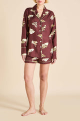 Alba Ettore Brown Moth Pajamas in Silk Twill