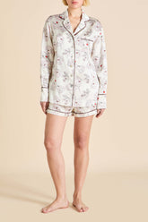 Alba Rosalia Ivory Floral Pajamas in Silk Satin