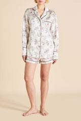 Alba Rosalia Ivory Floral Pajamas in Silk Satin