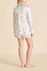 Alba Rosalia Ivory Floral Pajamas in Silk Satin