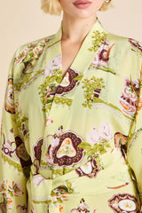Amaya Aulenti Green Plate Robe in Silk Crêpe de Chine