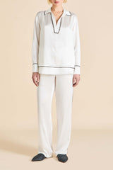 Anita Ivory Pajamas in Silk Satin