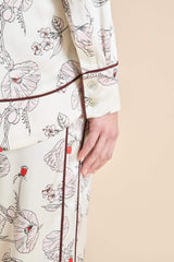 Anita Rosalia Ivory Floral Pajamas in Silk Satin