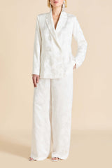 Bianca Liliana Ivory Floral Pajamas in Silk Jacquard