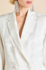 Bianca Liliana Ivory Floral Pajamas in Silk Jacquard