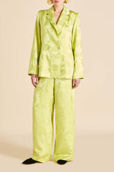 Bianca Ludovica Green Floral Pajamas in Silk Jacquard
