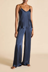 Bliss Navy Camisole Set in Silk Satin