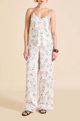 Bliss Rosalia Ivory Floral Camisole Set in Silk Satin