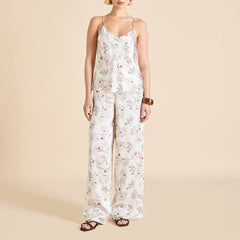 Bliss Rosalia Ivory Floral Camisole Set in Silk Satin
