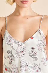 Bliss Rosalia Ivory Floral Camisole Set in Silk Satin