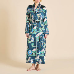 Capability Giotto Blue Plate Robe in Silk Satin