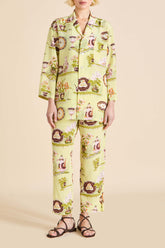 Casablanca Aulenti Green Plate Pajamas in Silk Crêpe de Chine