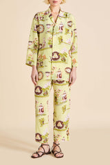 Casablanca Aulenti Green Plate Pajamas in Silk Crêpe de Chine