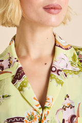 Casablanca Aulenti Green Plate Pajamas in Silk Crêpe de Chine