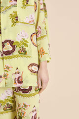 Casablanca Aulenti Green Plate Pajamas in Silk Crêpe de Chine