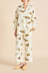 Casablanca Opaline Cream Moth Pajamas in Cotton-Silk
