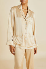 Coco Caramel Pajamas in Silk Satin