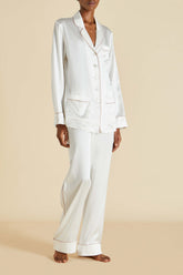 Coco Ivory Oyster Pajamas in Silk Satin