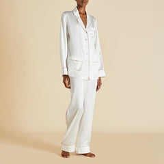 Coco Ivory Oyster Pajamas in Silk Satin