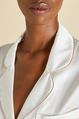 Coco Ivory Oyster Pajamas in Silk Satin