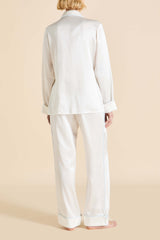 Coco Ivory Powder Blue Pajamas in Silk Satin