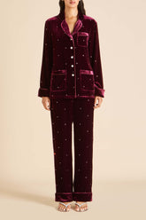 Coco Ritzy Red Crystal Pajamas in Silk Velvet