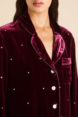 Coco Ritzy Red Crystal Pajamas in Silk Velvet