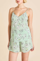 Elle Delfina Green Floral Camisole Set in Silk Crêpe de Chine