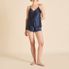 Etta Navy Camisole Set in Silk Satin