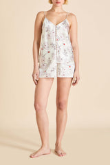 Etta Rosalia Ivory Floral Camisole Set in Silk Satin