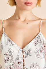 Etta Rosalia Ivory Floral Camisole Set in Silk Satin