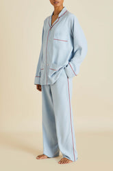Laurent Cerulean Blue Pajamas in Sandwashed Silk