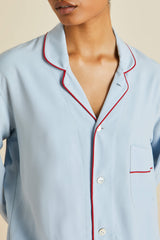 Laurent Cerulean Blue Pajamas in Sandwashed Silk