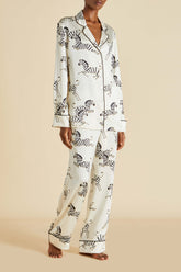Lila Zebedee Ivory Pajamas in Silk Satin