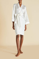 Mimi Ivory Oyster Robe in Silk Satin