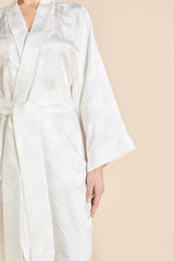 Mimi Liliana Ivory Floral Robe in Silk Jacquard