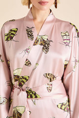 Queenie Elda Pink Moth Robe in Silk Satin