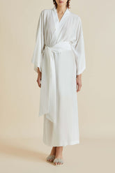 Queenie Ivory White Robe in Silk Crêpe de Chine