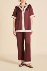 Tilda Bordeaux Burgundy Pajamas in Silk Satin